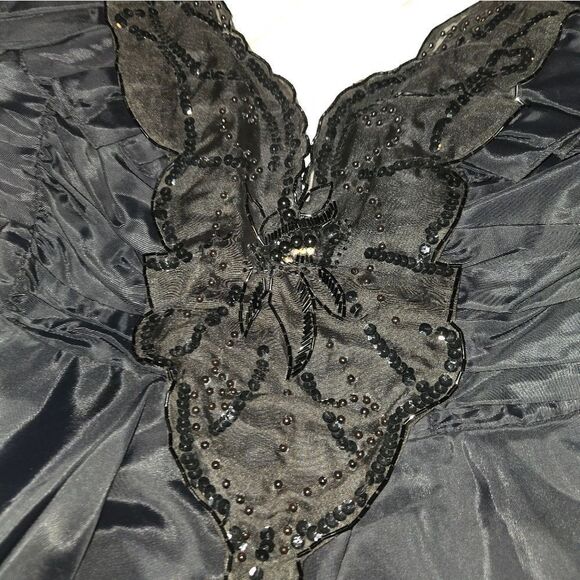 Vintage 80s Climax David Howard Karen Okada Black Sequin Prom Formal Dress Gown. - Picture 8 of 17